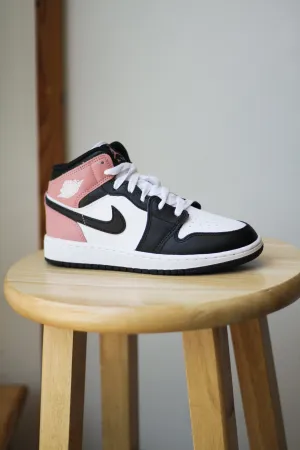 AIR JORDAN 1 MID (GS) "WHITE/BLACK-RUST PINK"