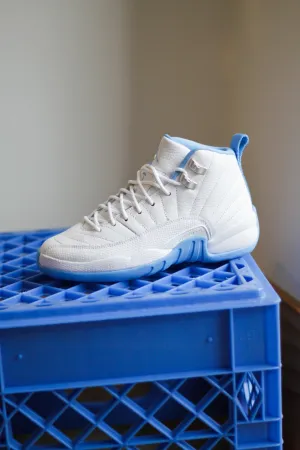 AIR JORDAN 12 RETRO (GS) "WHITE/UNIVERSITY BLUE-METALLIC SILVER"