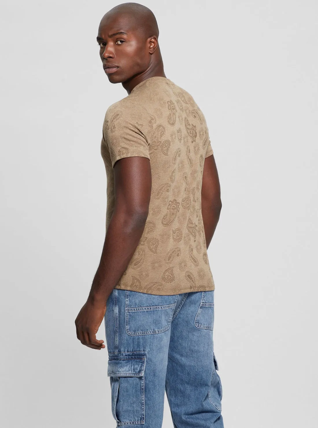 Beige Granada Jacquard Knit T-Shirt Guess
