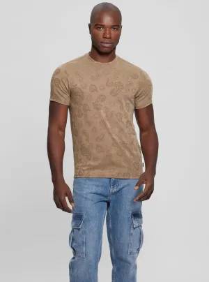 Beige Granada Jacquard Knit T-Shirt Guess