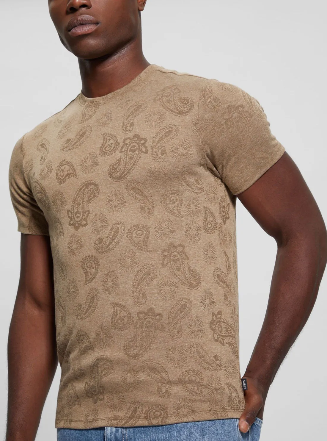 Beige Granada Jacquard Knit T-Shirt Guess