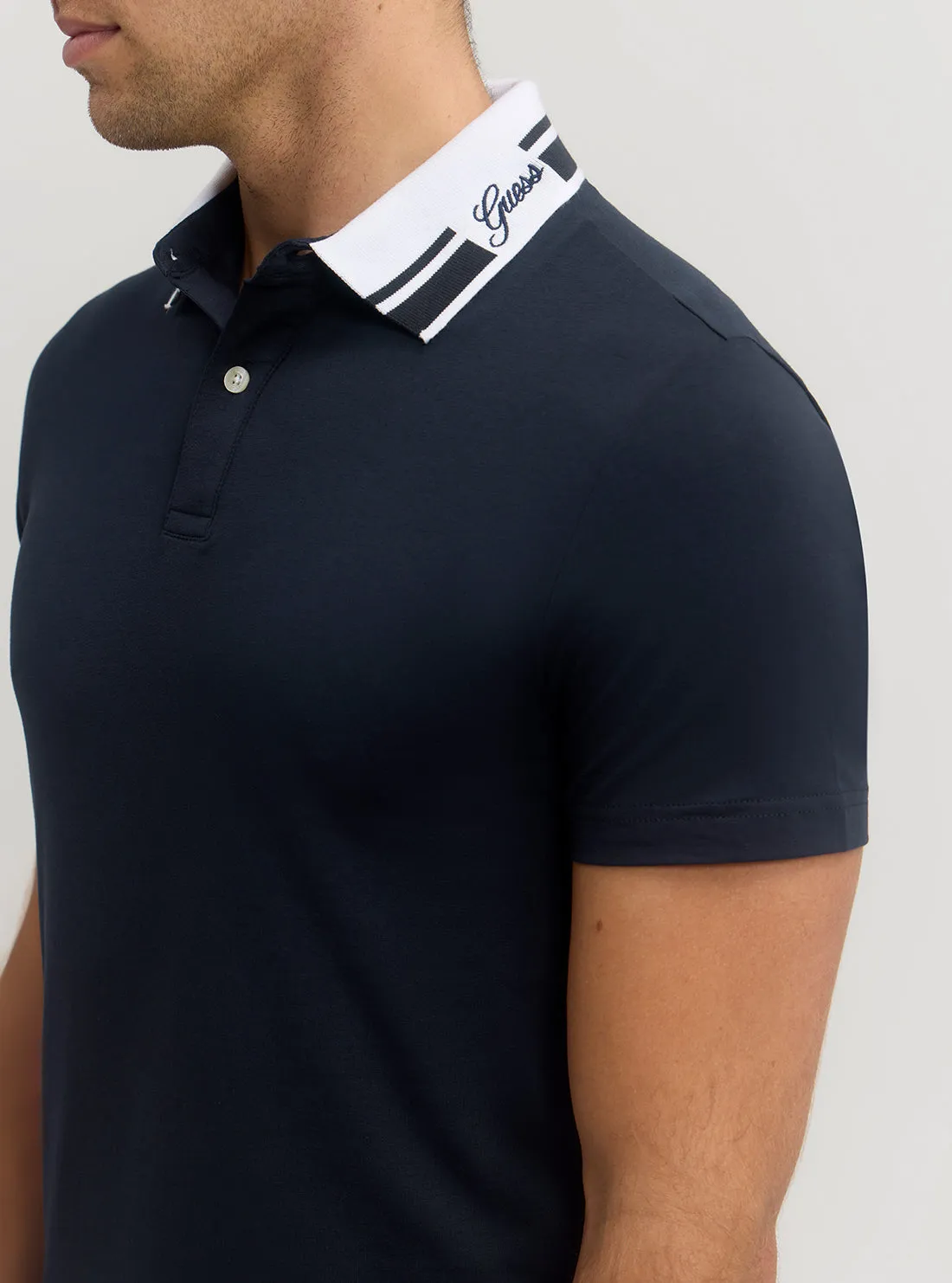 Blue Nolan Short Sleeve Polo T-Shirt Guess