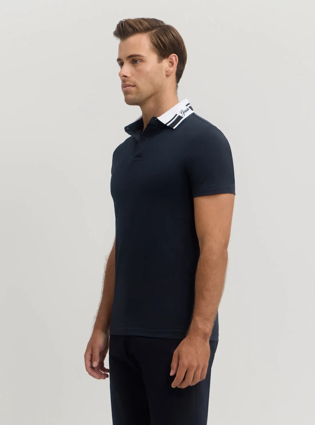 Blue Nolan Short Sleeve Polo T-Shirt Guess