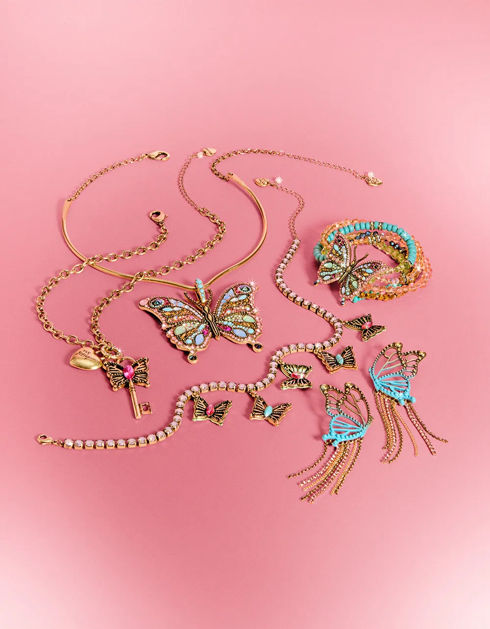 BOHO BUTTERFLY FRINGE CHANDELIER EARRINGS TURQUOISE Betsey Johnson