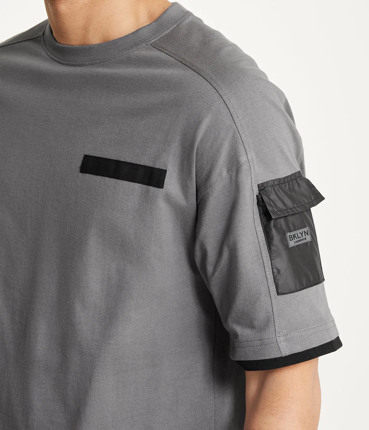 Brooklyn Laundry Mens Drop Shoulder Core Nylon Pocket Tee