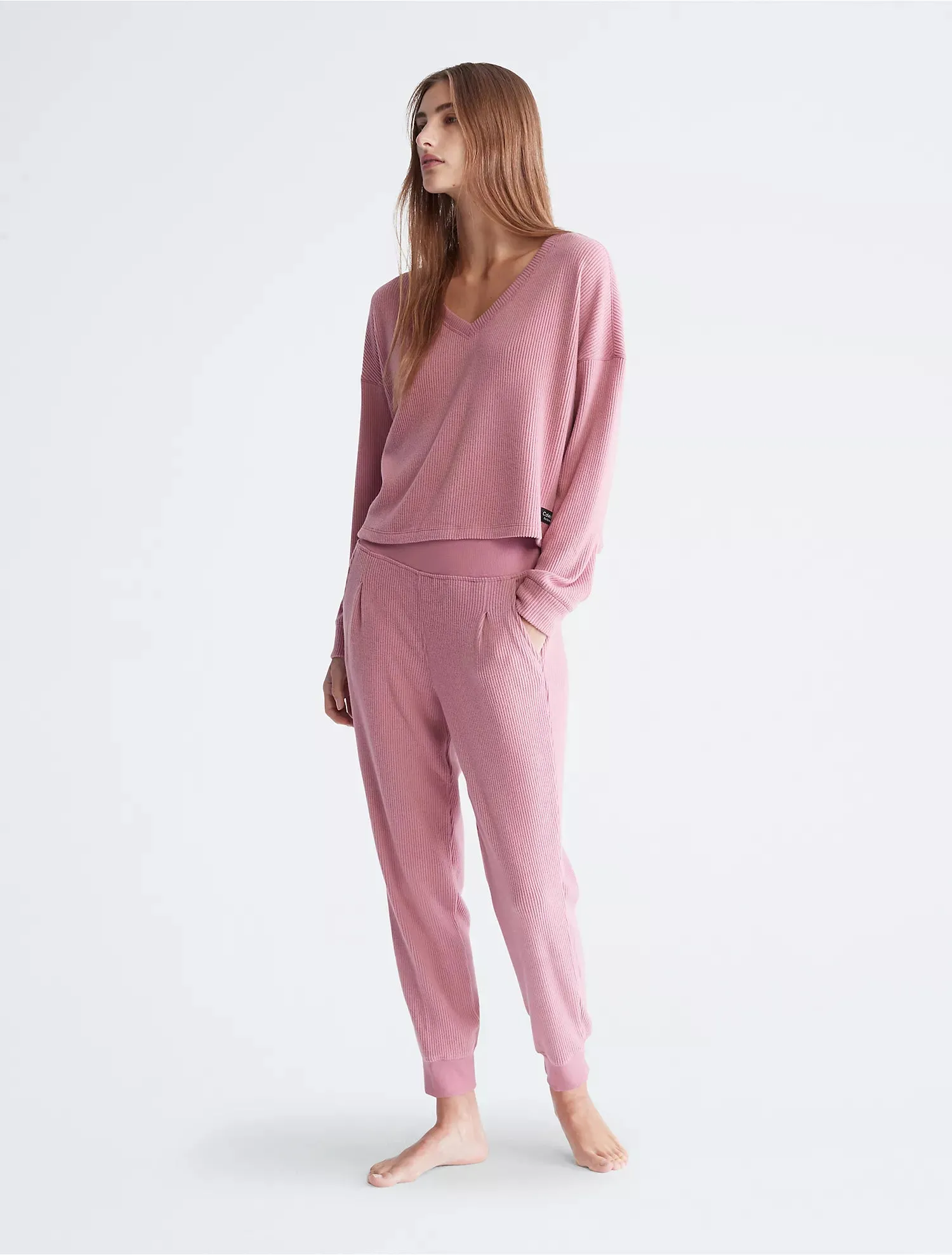 Calvin Klein Performance Ribbed High Waist Pleated Joggers - Women