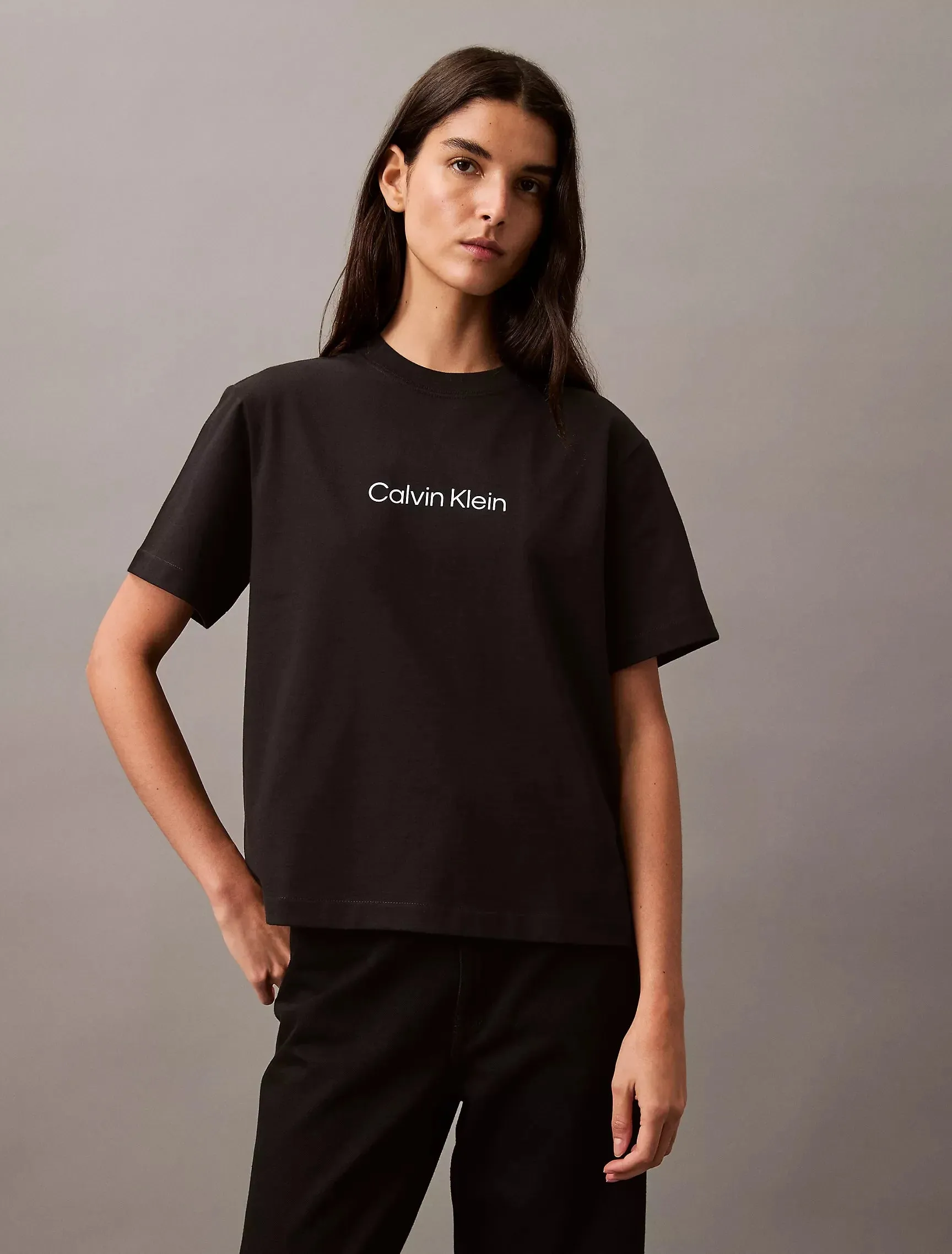 Calvin Klein Standard Logo Boxy Fit Crewneck Tshirt - Women