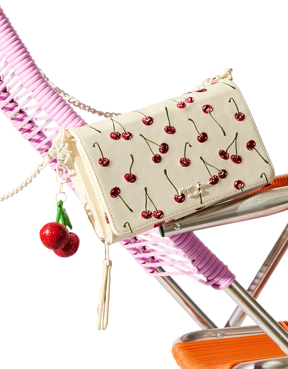 CHERRY ON TOP WALLET ON CHAIN CREAM Betsey Johnson