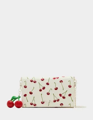 CHERRY ON TOP WALLET ON CHAIN CREAM Betsey Johnson