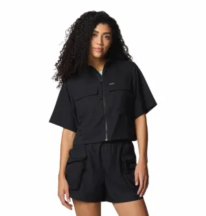Columbia Women Black Omni-Shade Elevated View Utility Short Sleeve Shirt