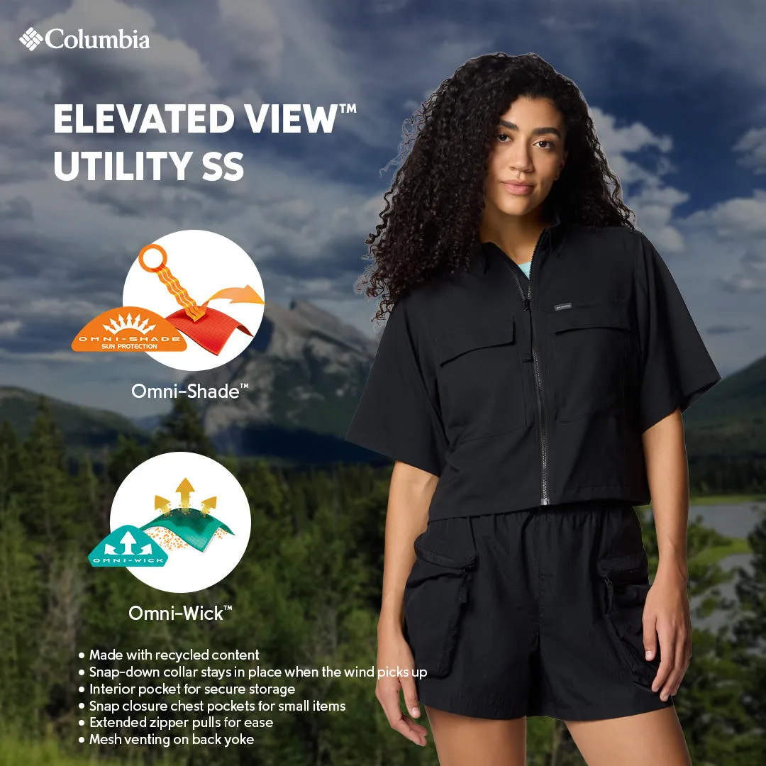 Columbia Women Black Omni-Shade Elevated View Utility Short Sleeve Shirt