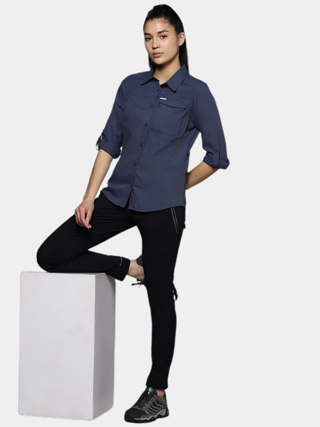 Columbia Women Blue Omni-Wick Silver Ridge 2.0 Long Sleeve Shirt
