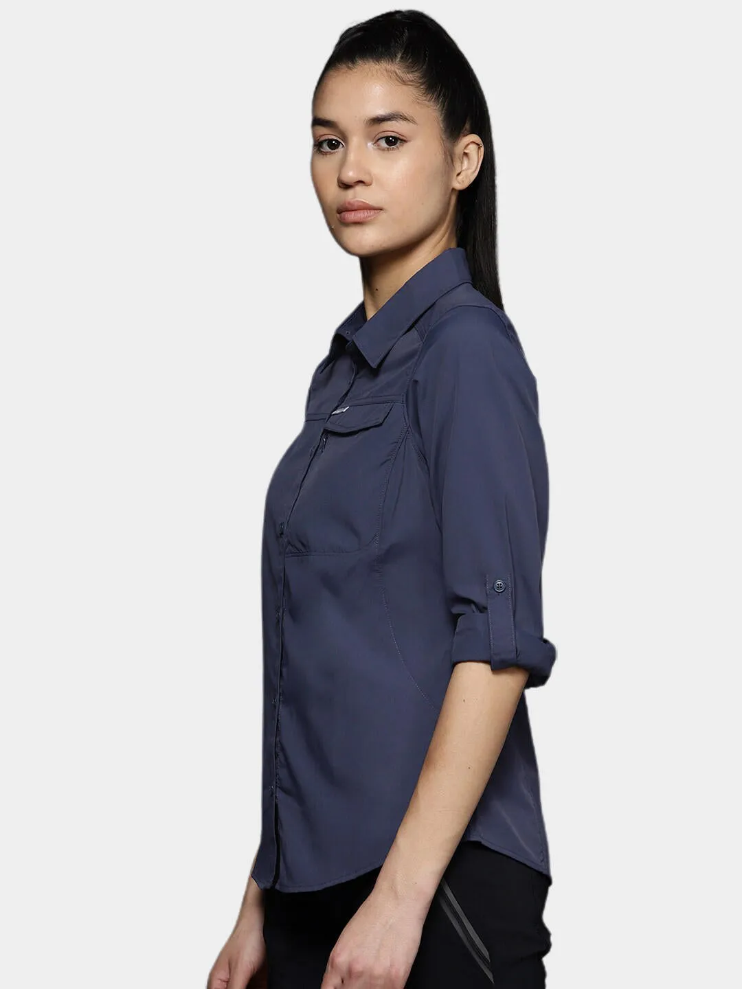Columbia Women Blue Omni-Wick Silver Ridge 2.0 Long Sleeve Shirt