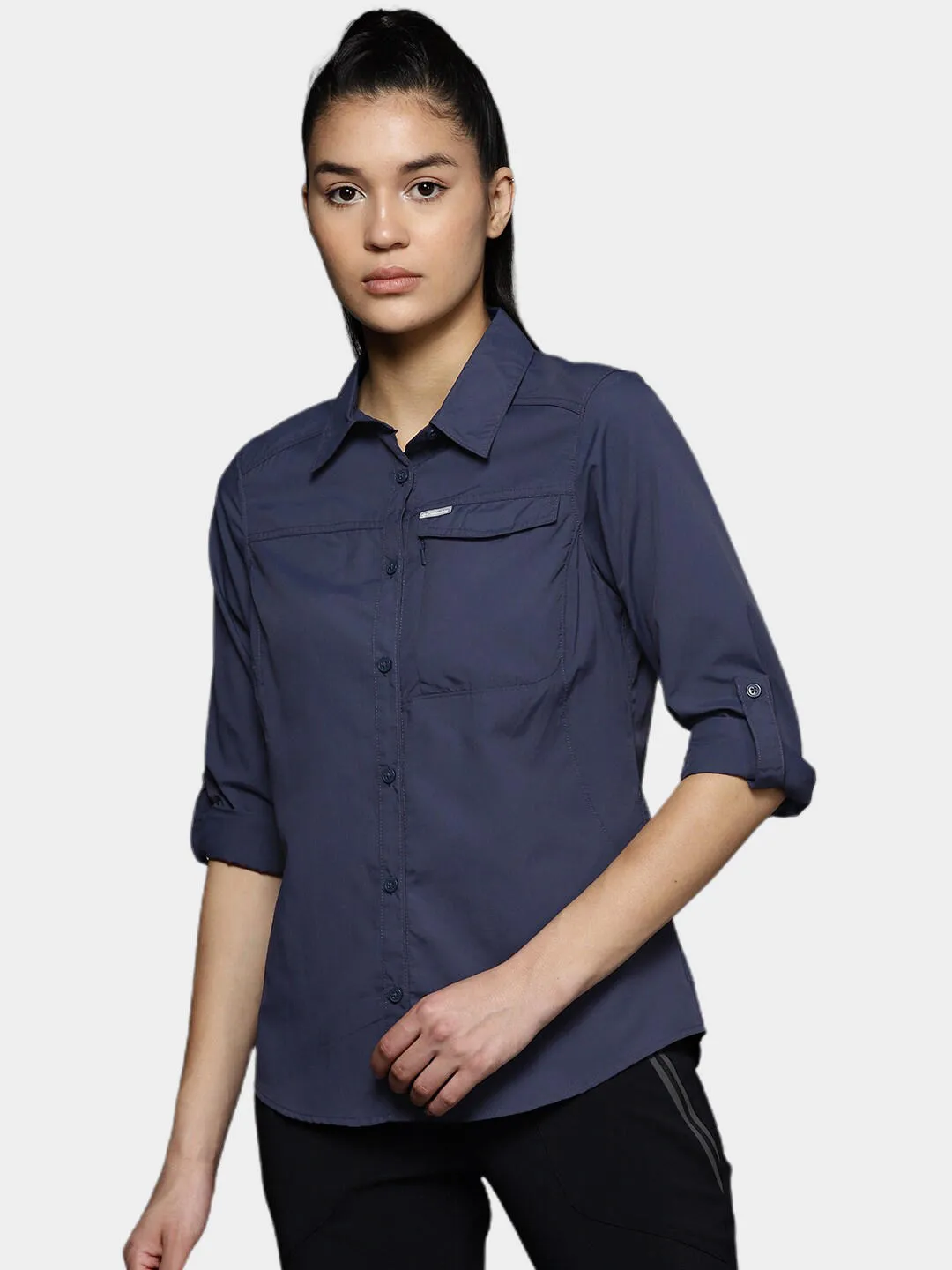 Columbia Women Blue Omni-Wick Silver Ridge 2.0 Long Sleeve Shirt