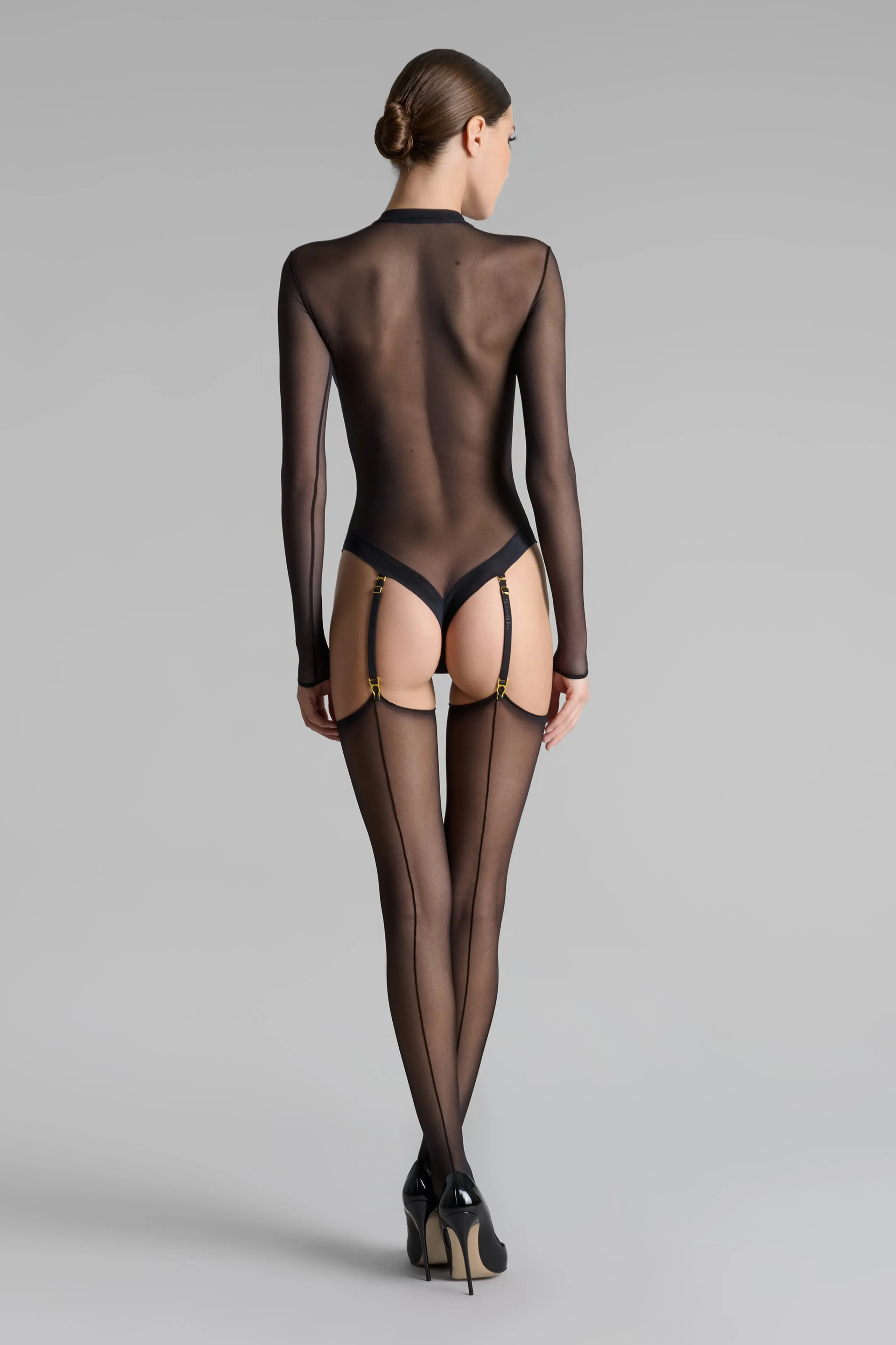 Cut and curled double seamed stockings - 20D - Les Coquetteries Maison Close