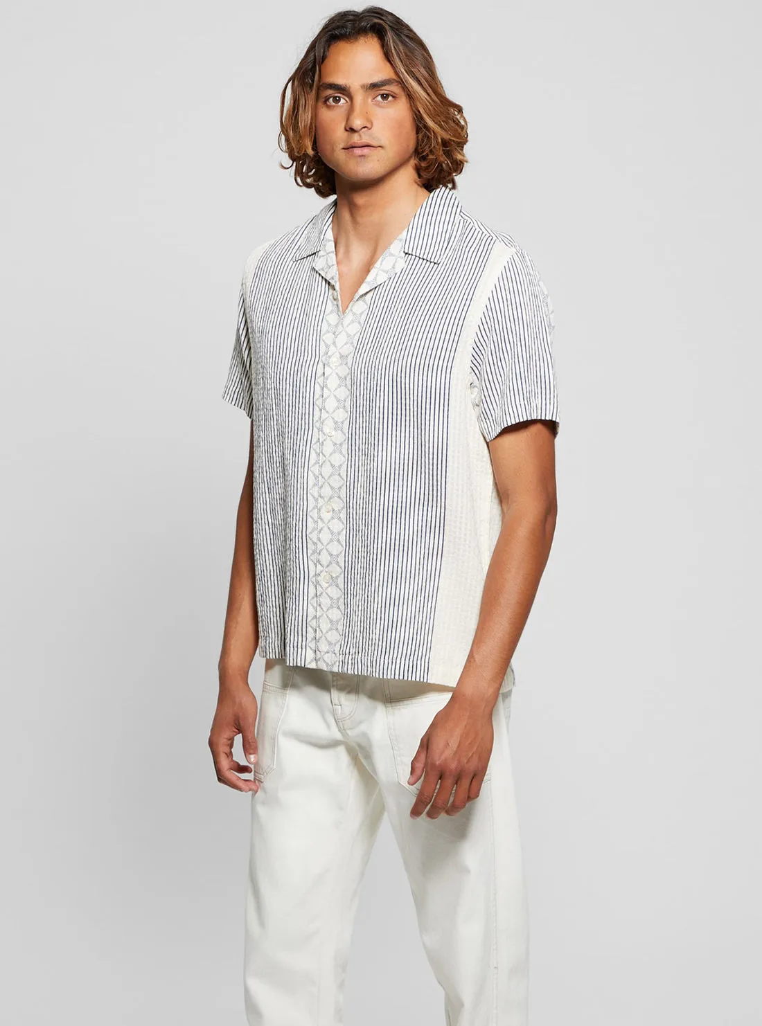 Dreamy Moon Print Meyer Short Sleeve Shirt Guess