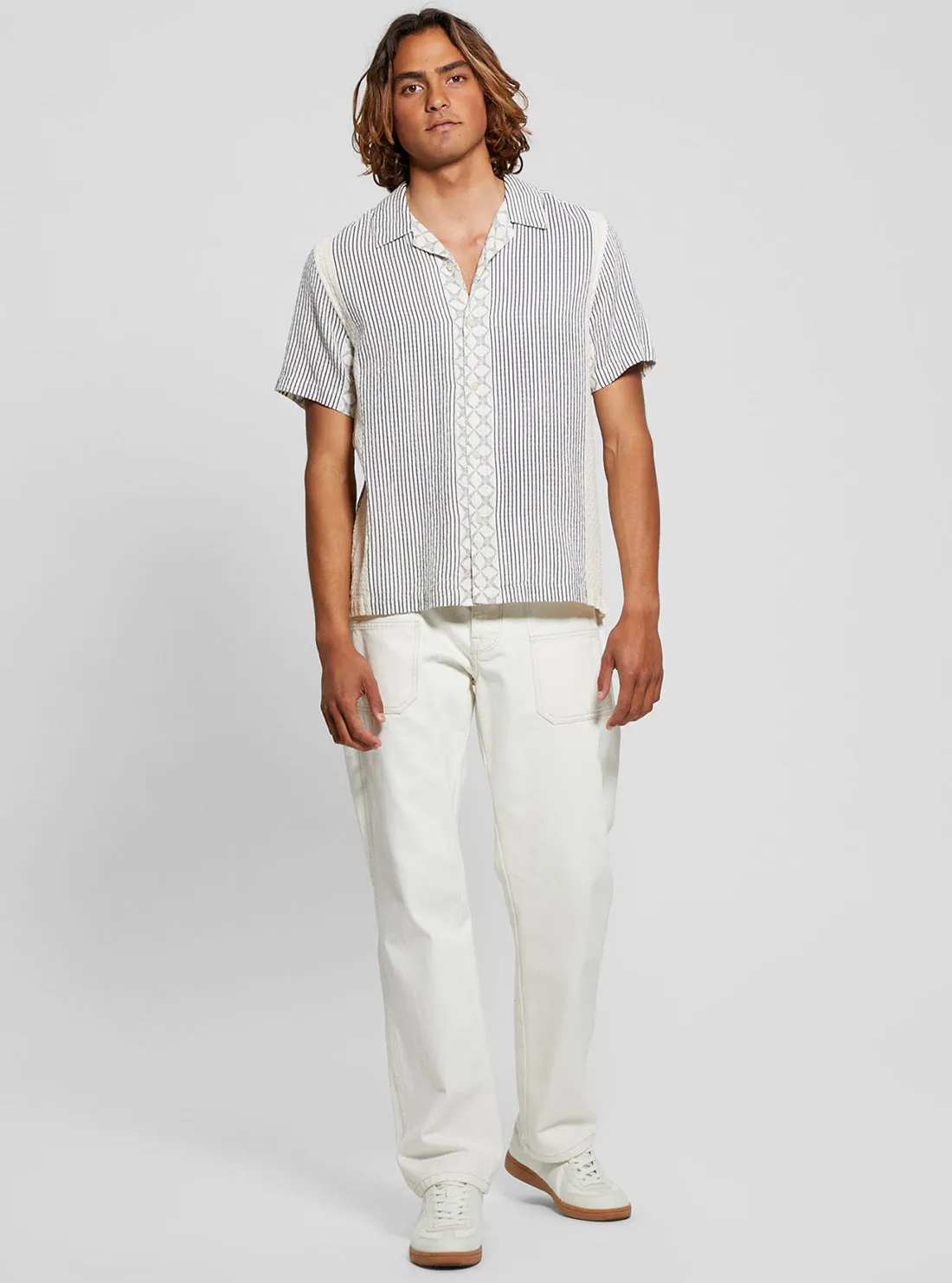 Dreamy Moon Print Meyer Short Sleeve Shirt Guess