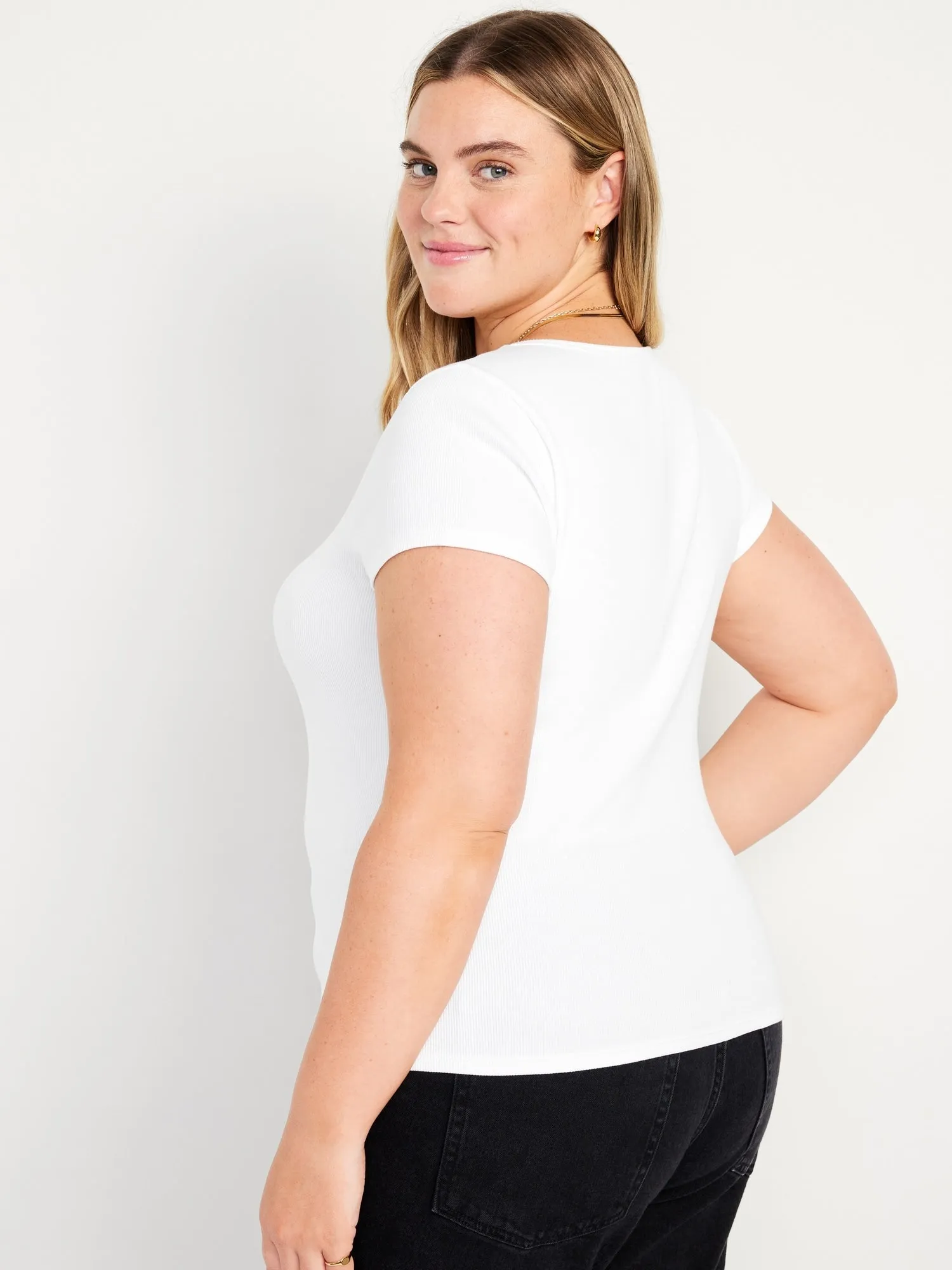 Fitted Rib-Knit T-Shirt for Women