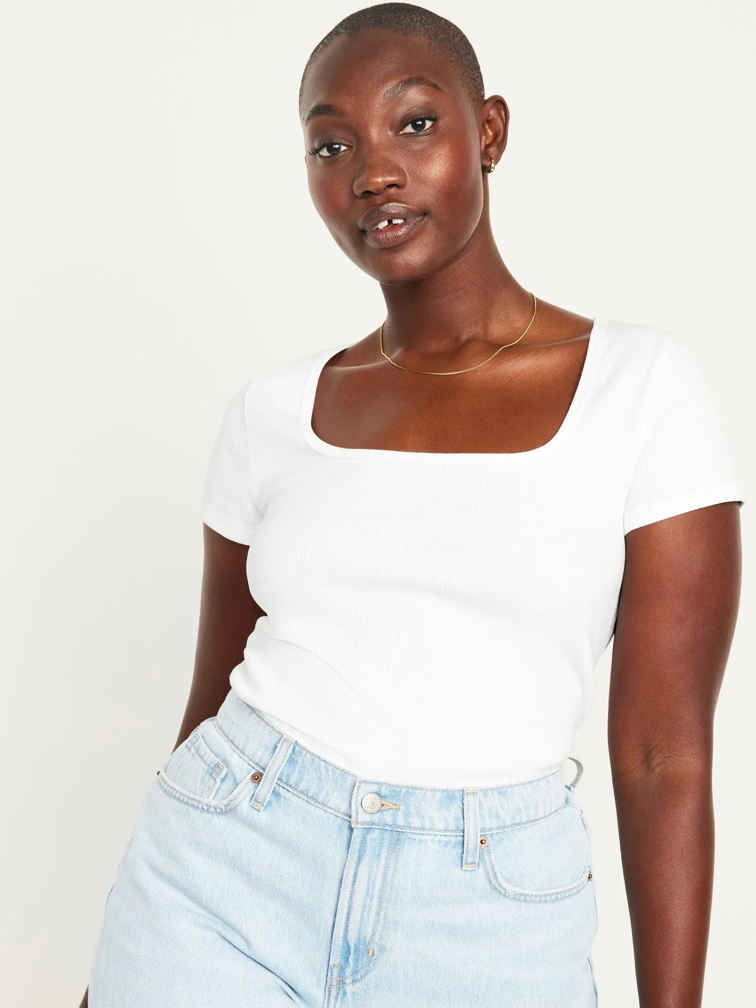 Fitted Rib-Knit T-Shirt for Women