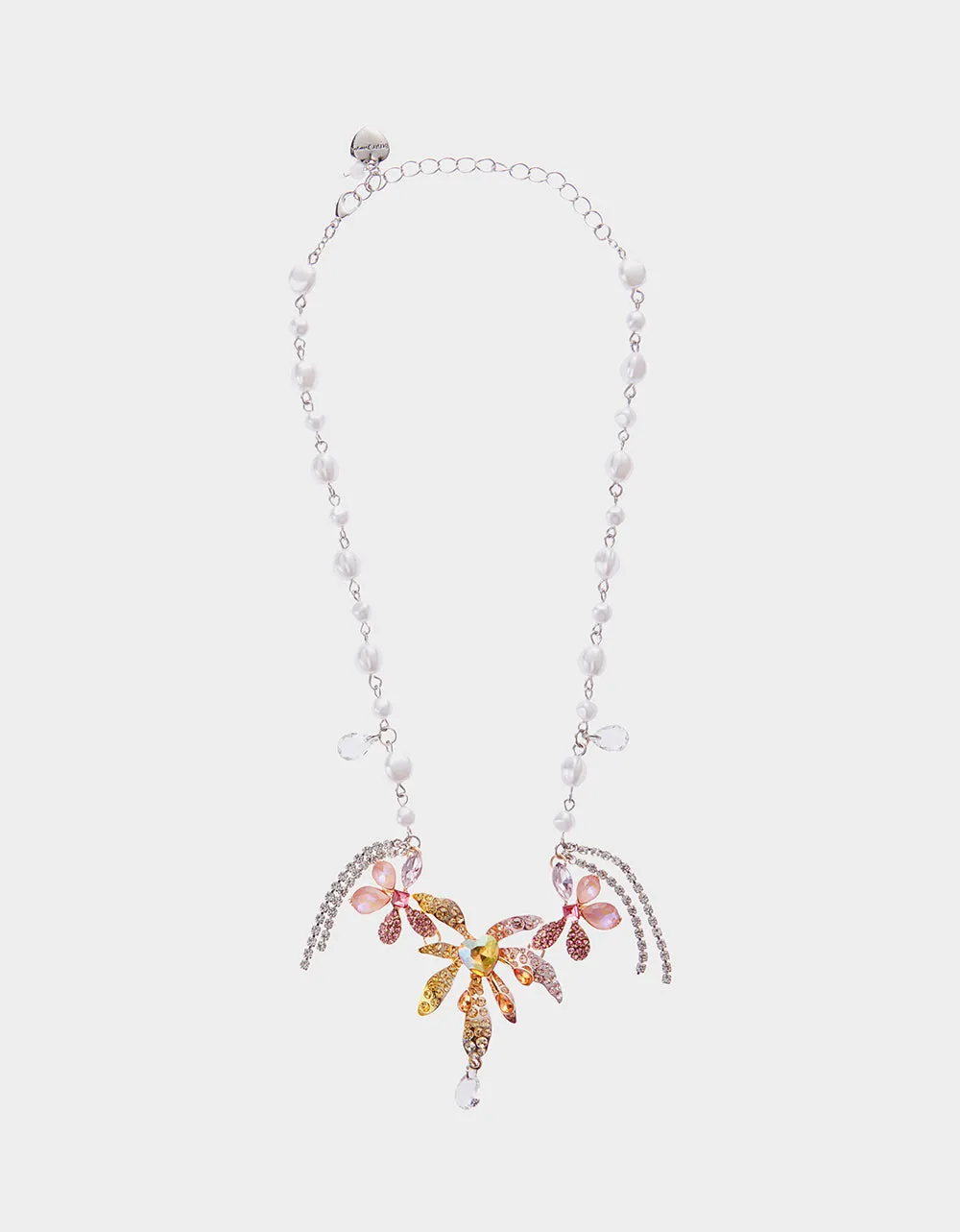 GARDEN GLAM IRIS FRONTAL NECKLACE PEARL Betsey Johnson
