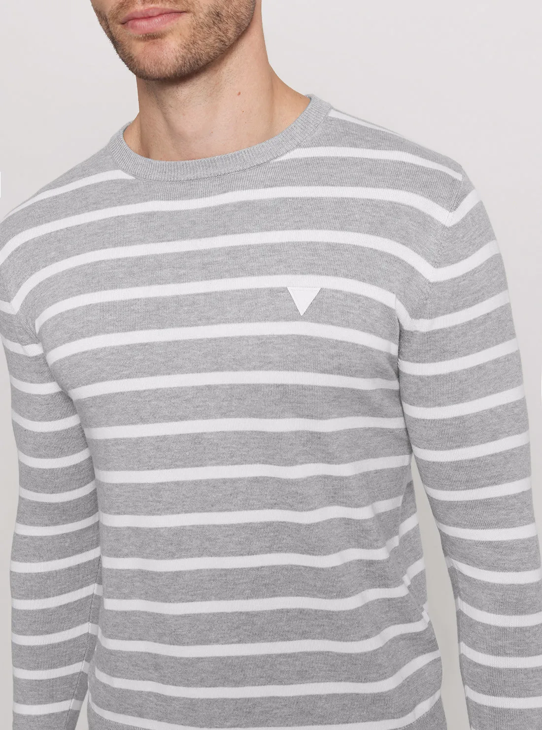 Grey Striped Long Sleeve Knit Top Guess