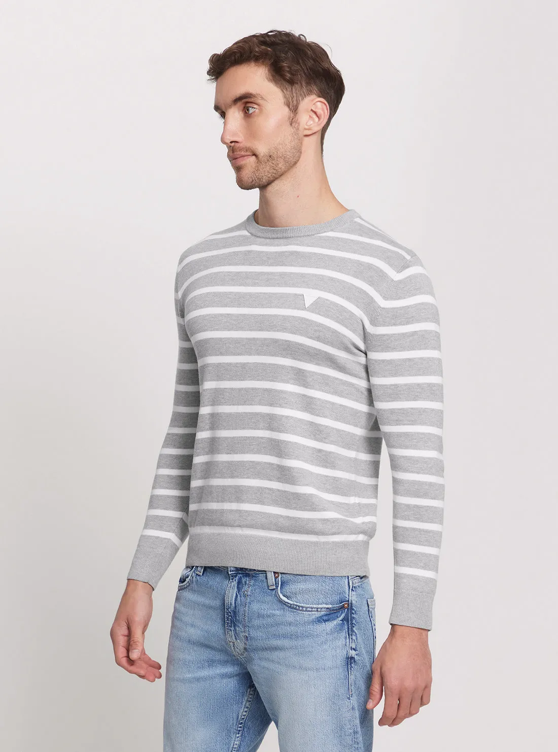 Grey Striped Long Sleeve Knit Top Guess