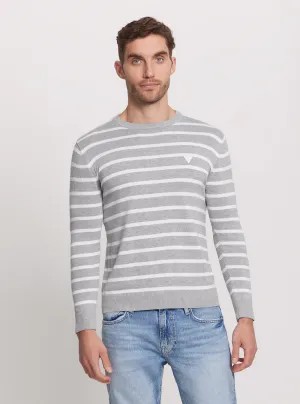 Grey Striped Long Sleeve Knit Top Guess