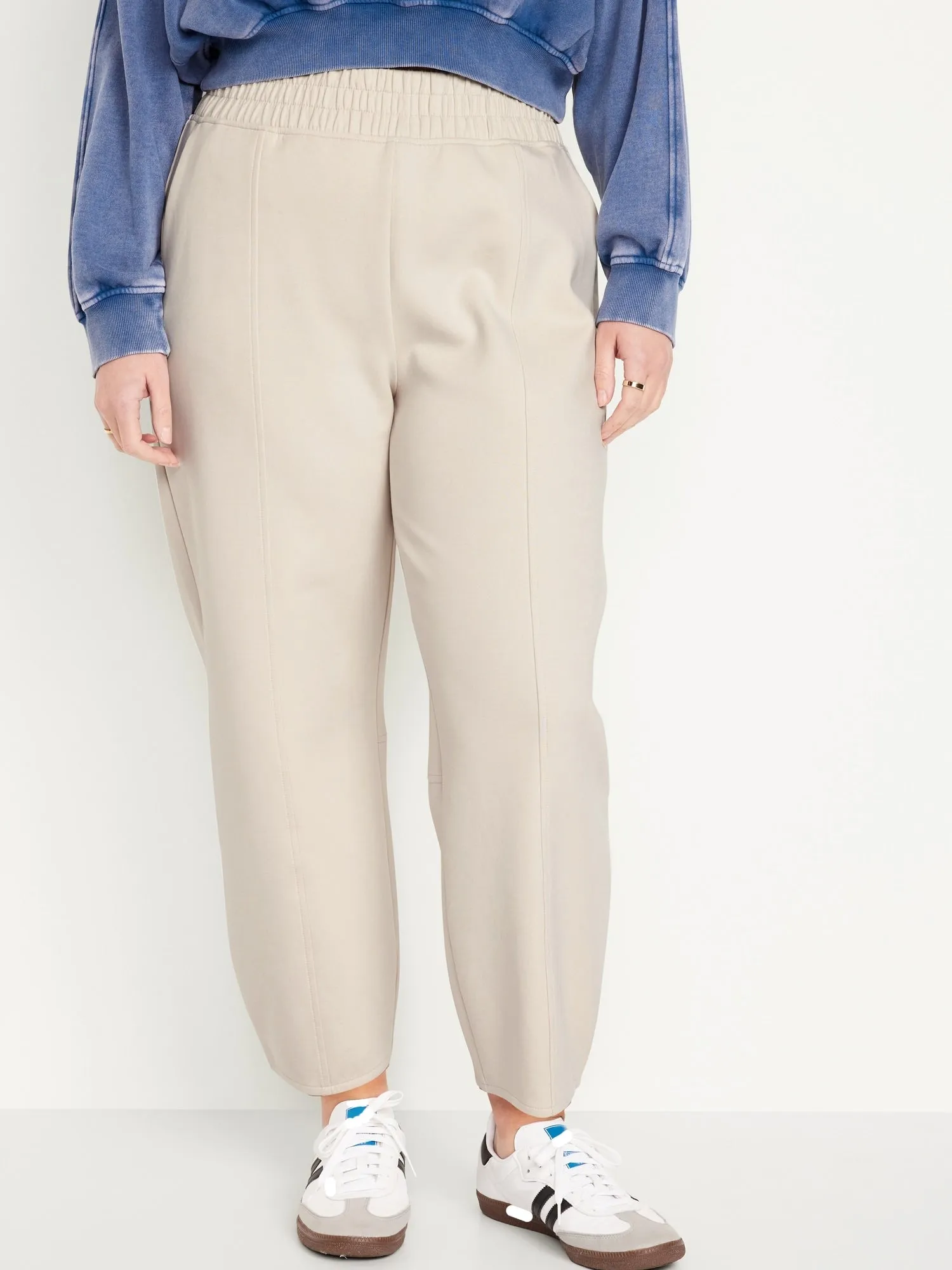 High-Waisted Dynamic Fleece Barrel-Leg Sweatpants for Women
