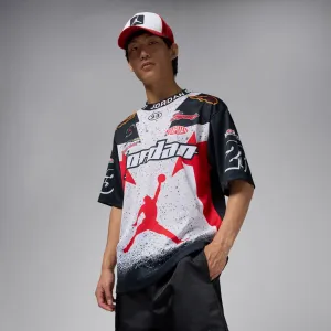 JORDAN ESSENTIALS SHORT SLEEVE TOP "NEUTRAL GREY/BLACK/FIRE RED"