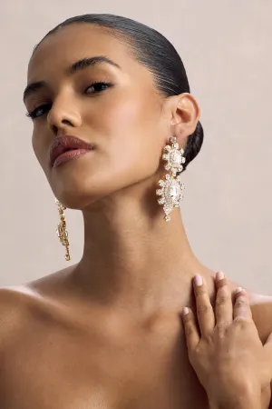 Julian | Gold Diamante Statement Drop Earrings Club L London
