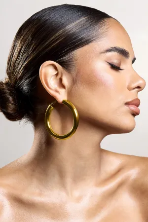 Logan | Gold Chunky Hoop Earrings Club L London