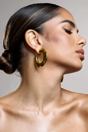 Natalya | Gold Chunky Hoop Earrings Club L London