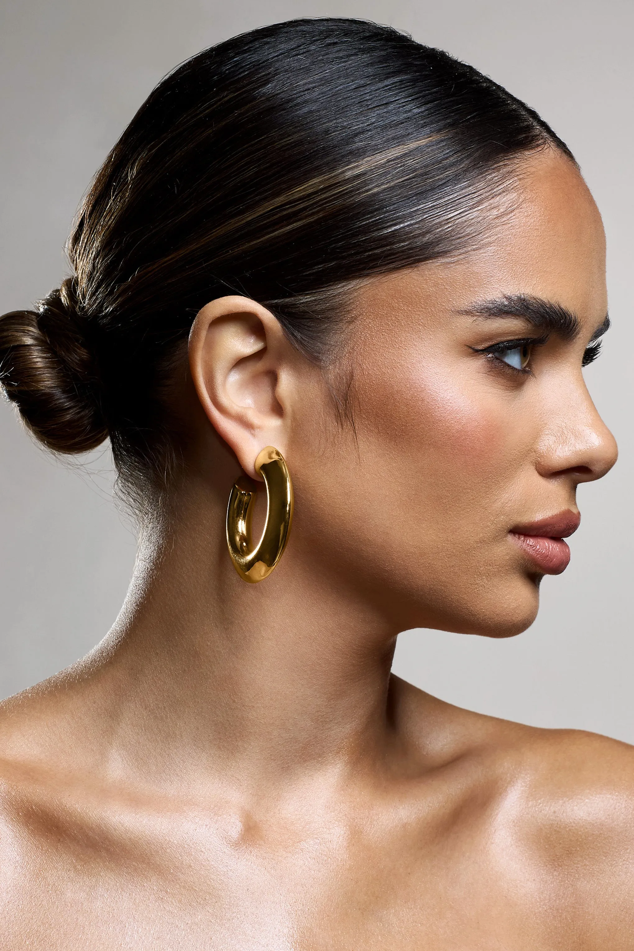 Natalya | Gold Chunky Hoop Earrings Club L London