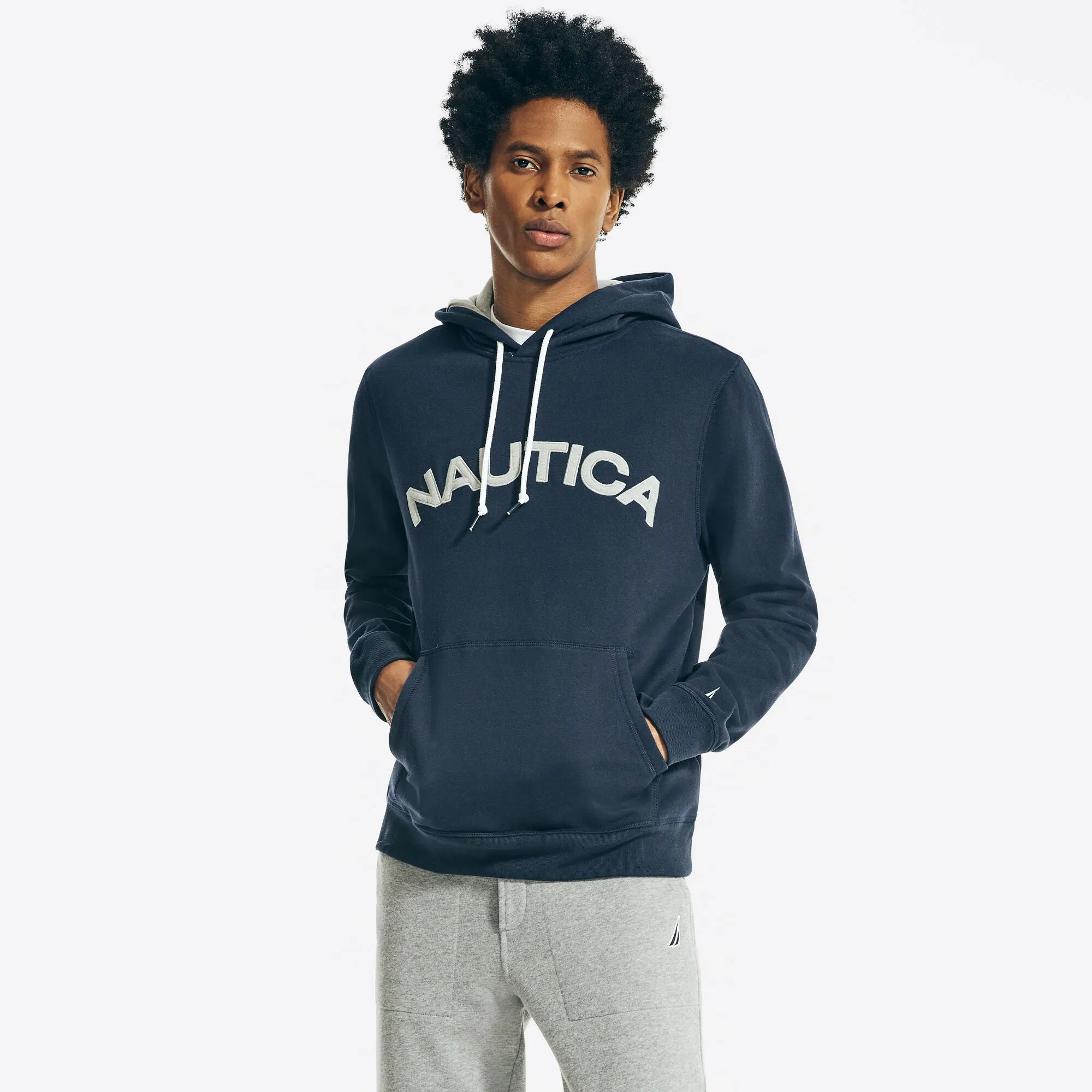 Nautica Mens Logo Pullover Hoodie