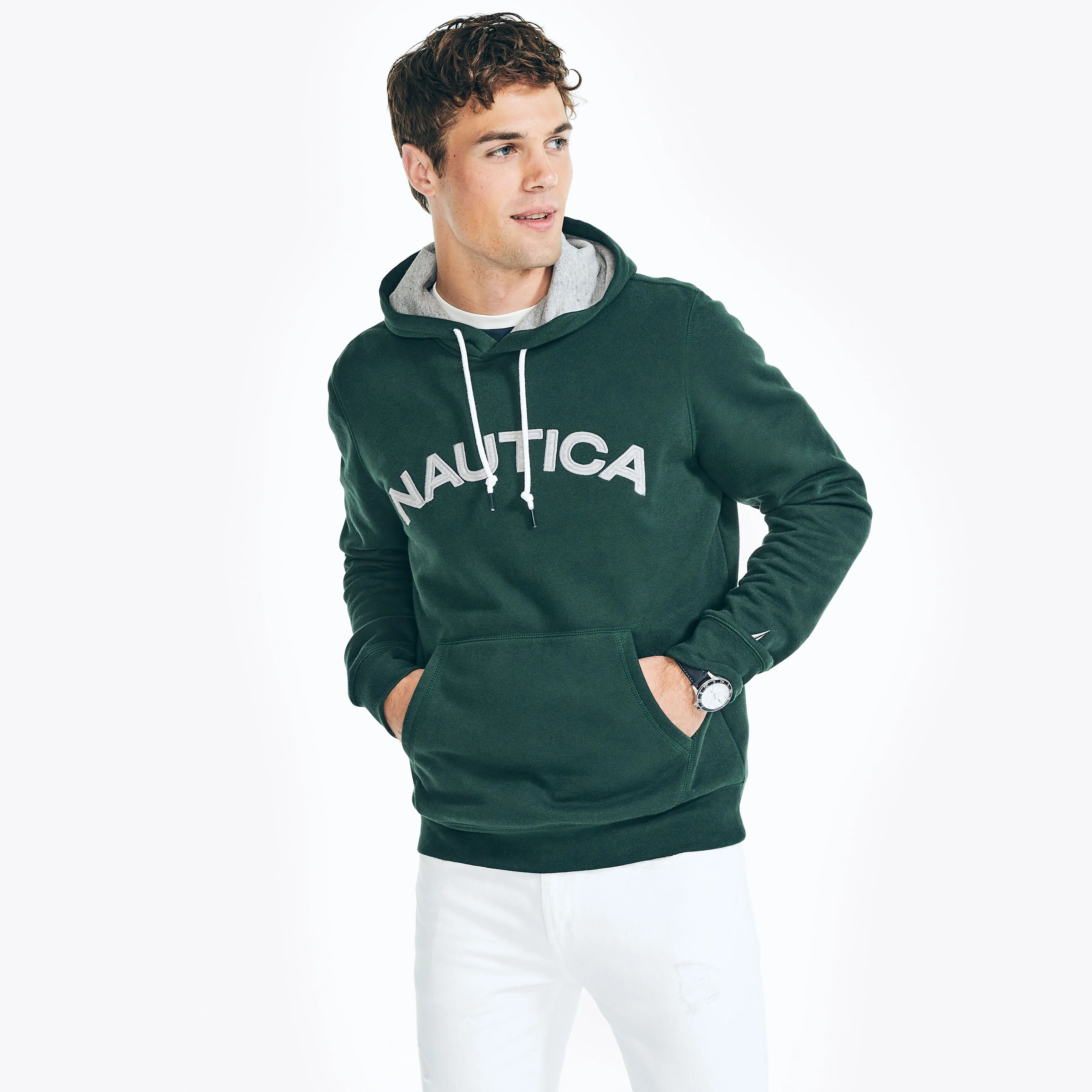 Nautica Mens Logo Pullover Hoodie