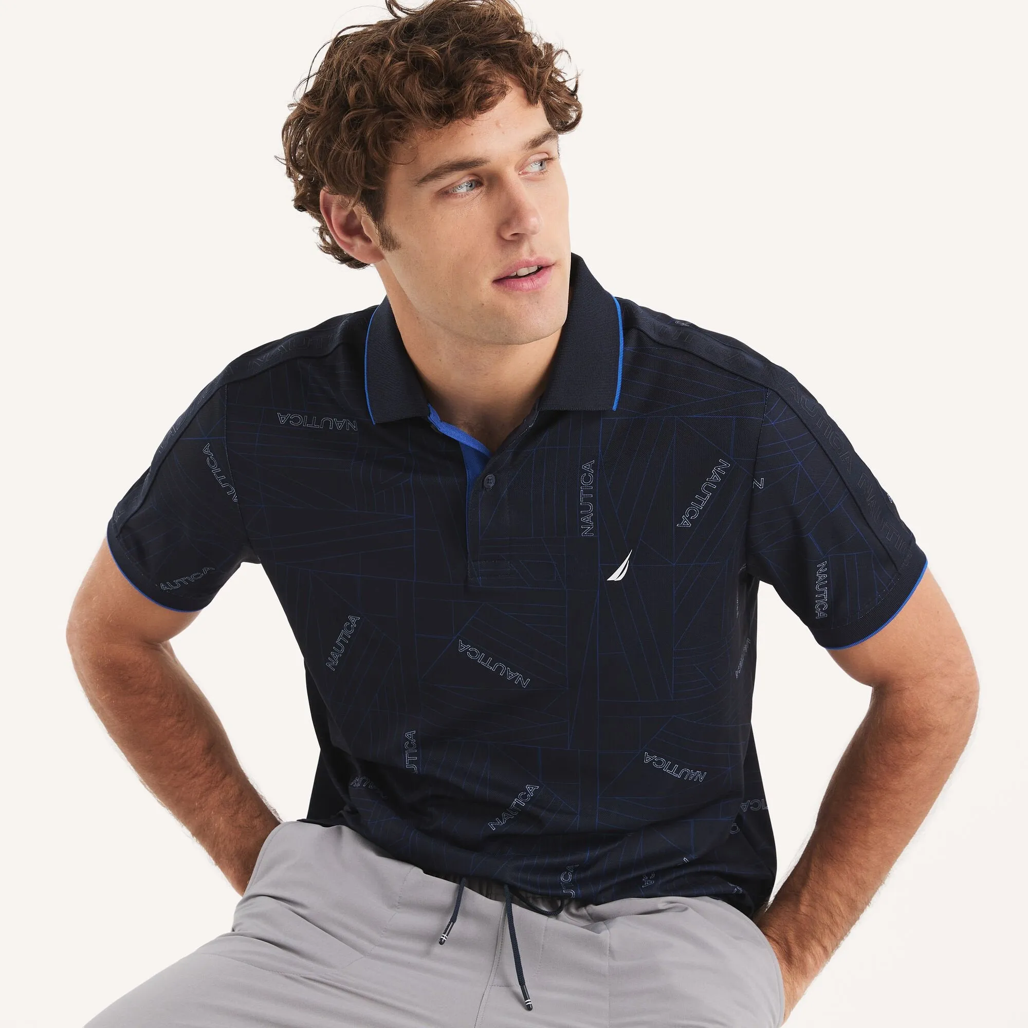 Nautica Mens Navtech Classic Fit Polo
