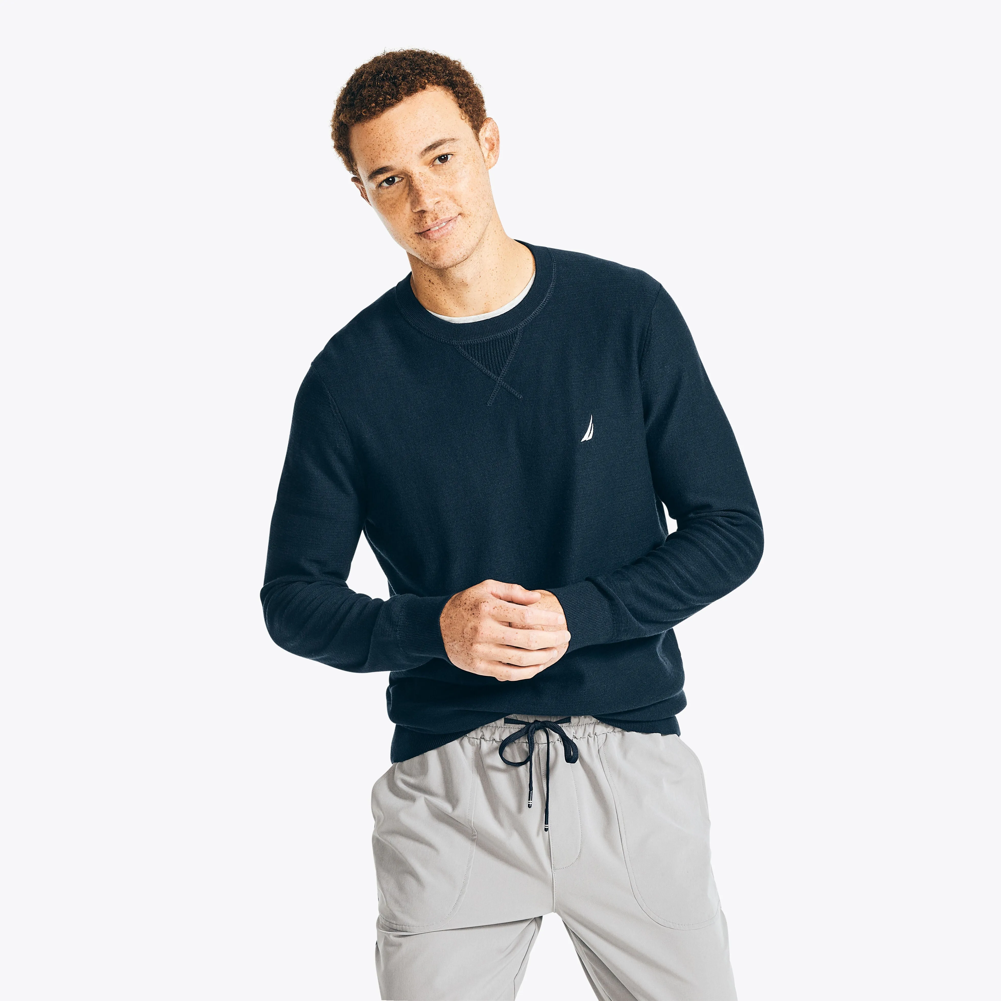 Nautica Mens Navtech Textured Crewneck Sweater