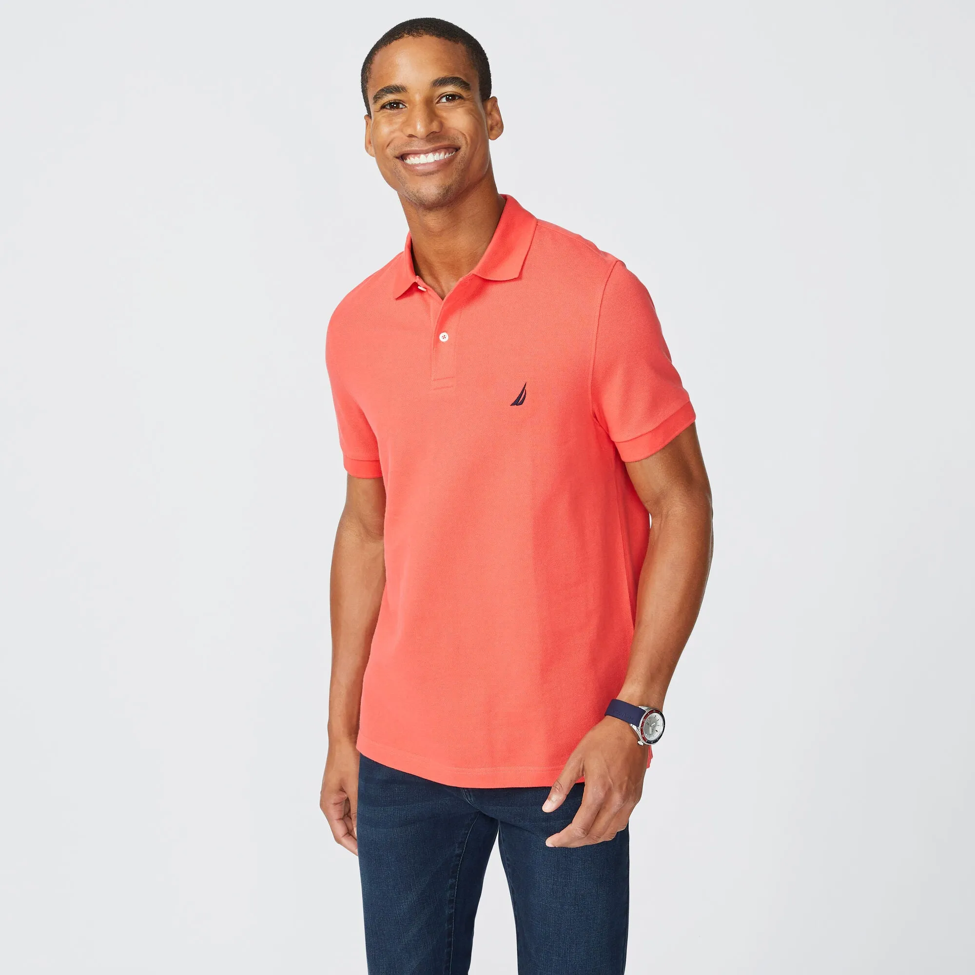 Nautica Mens Slim Fit Deck  Polo