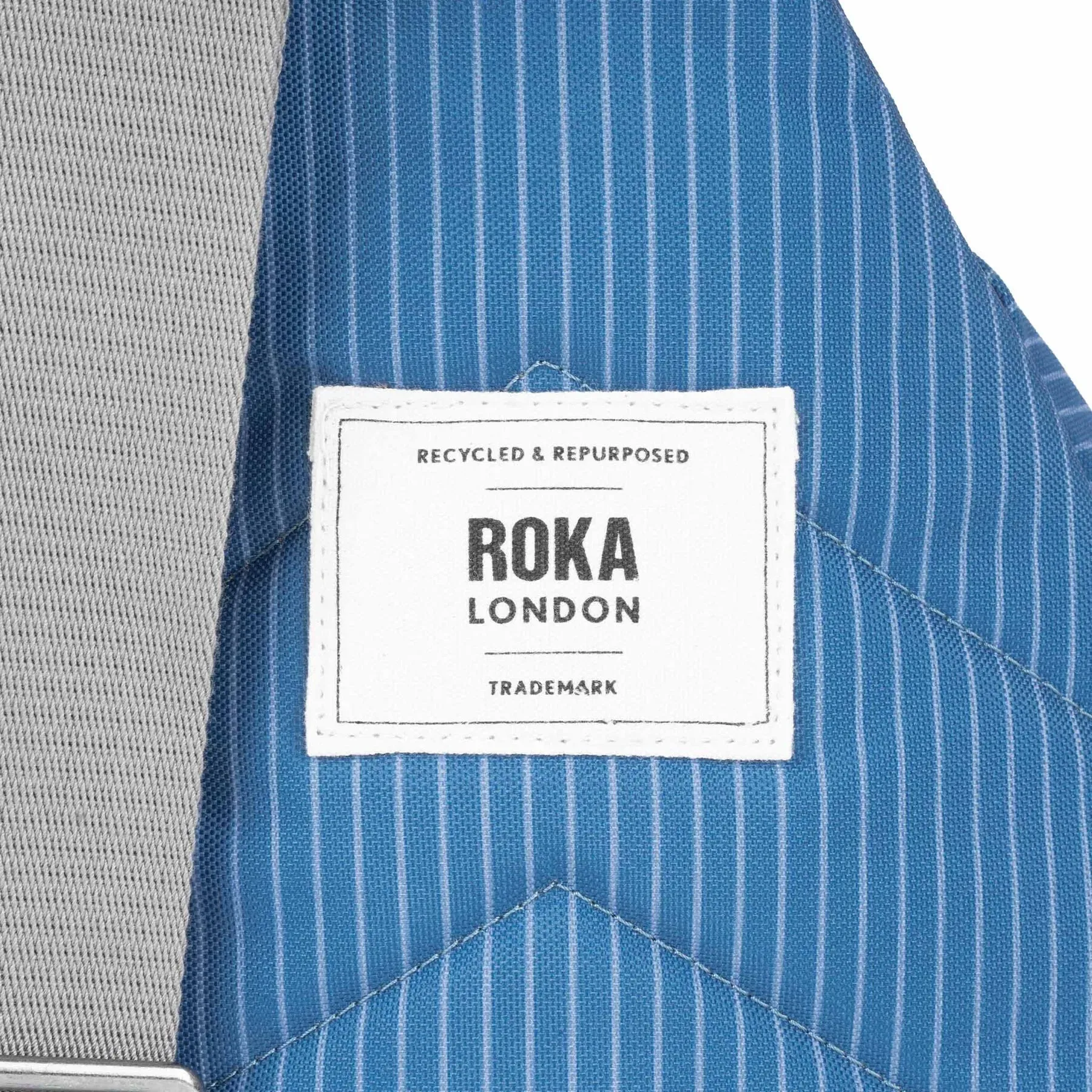 ROKA Willesden B Pinstripe Denim Recycled Canvas Crossbody Bag