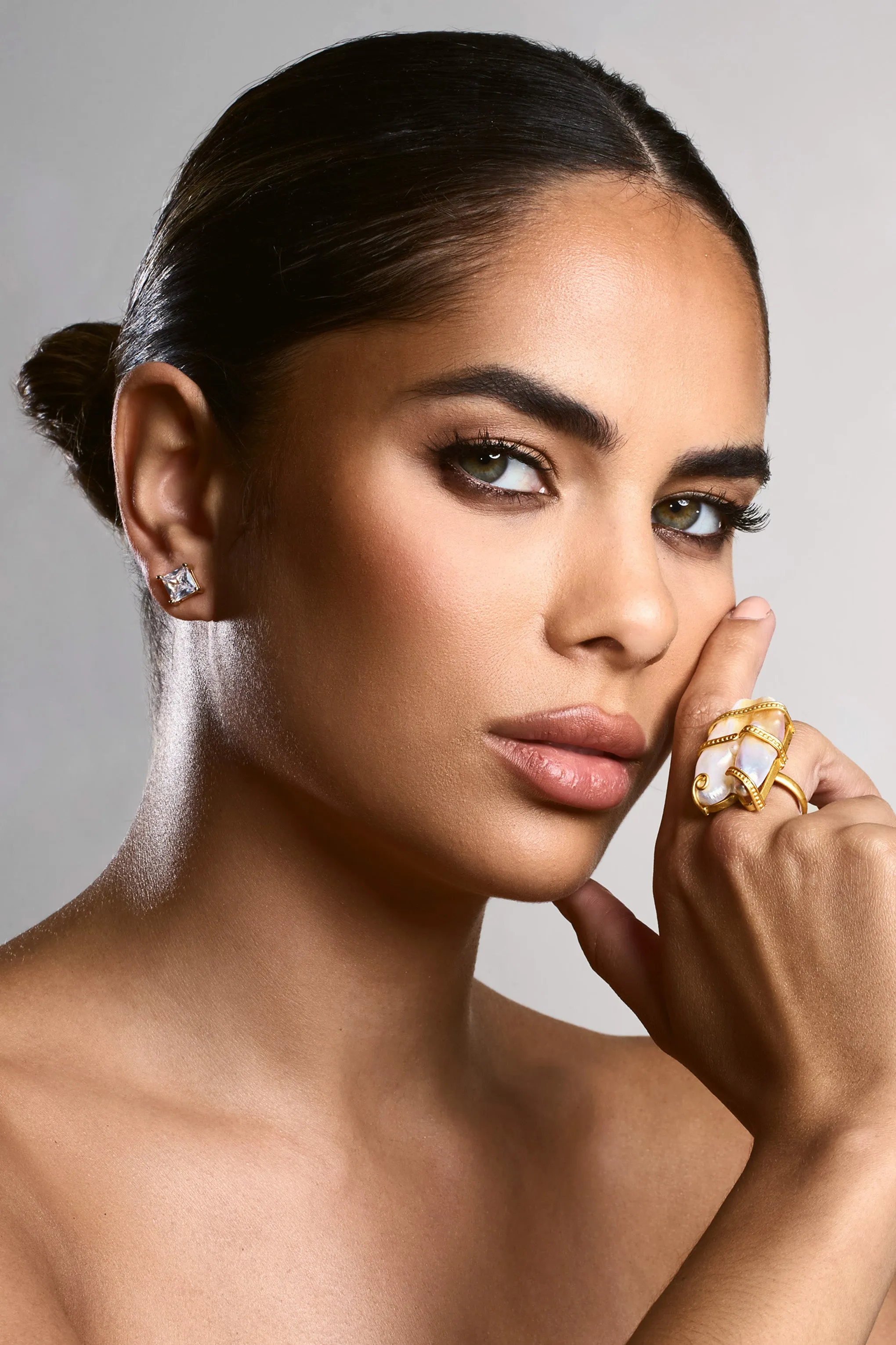 Shore | Gold Adjustable Ring With Iridescent Shell Club L London
