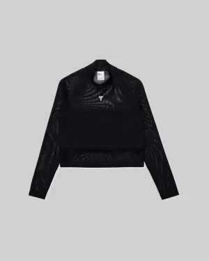 W KOBE LONG SLEEVE CROPPED TOP "BLACK/WHITE"